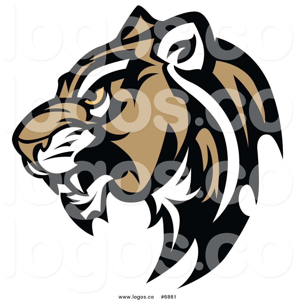 Royalty Free Clip Art Vector Logo of a Cougar Head in Profile