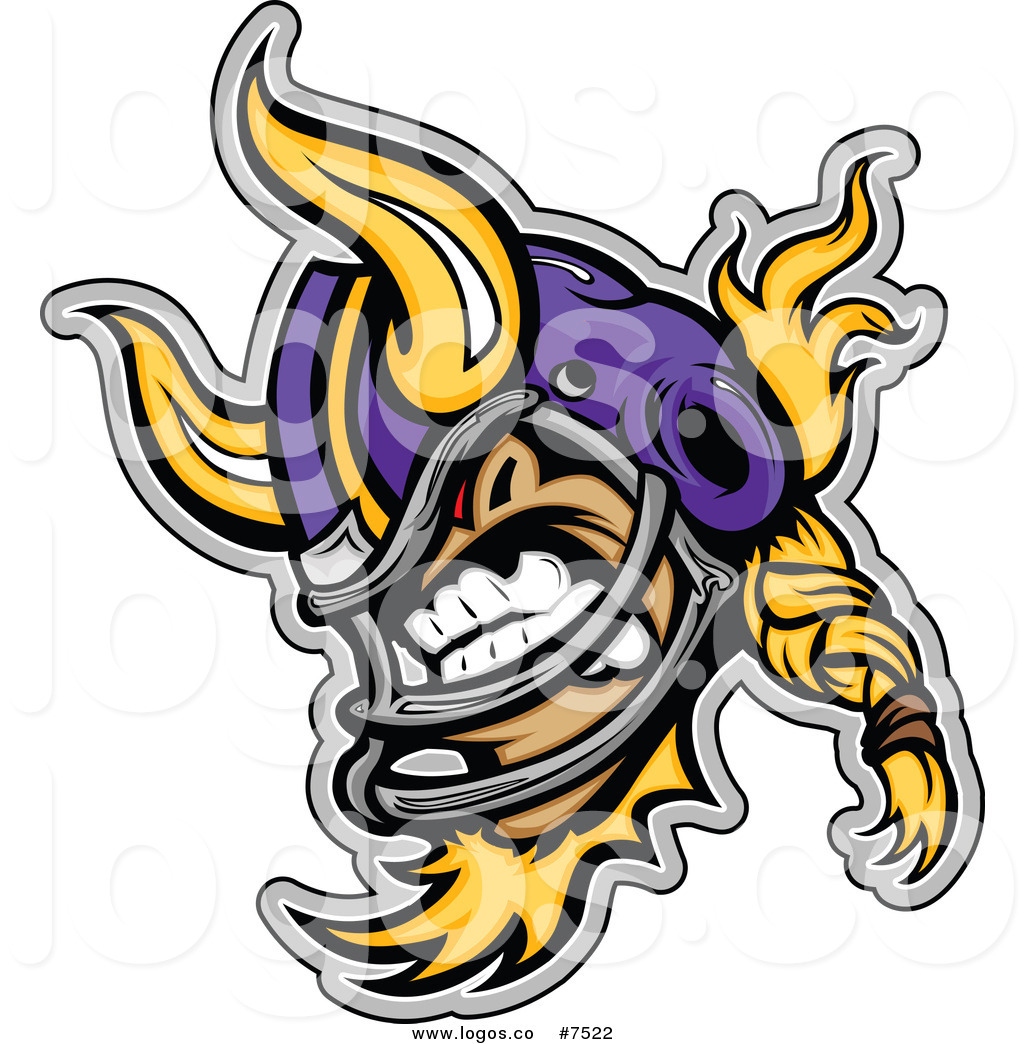 Royalty Free Clip Art Vector Logo of an Aggressive Viking Football Player