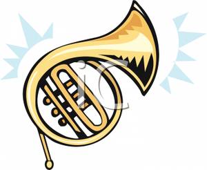 Royalty Free Clipart Image: A Brass French Horn