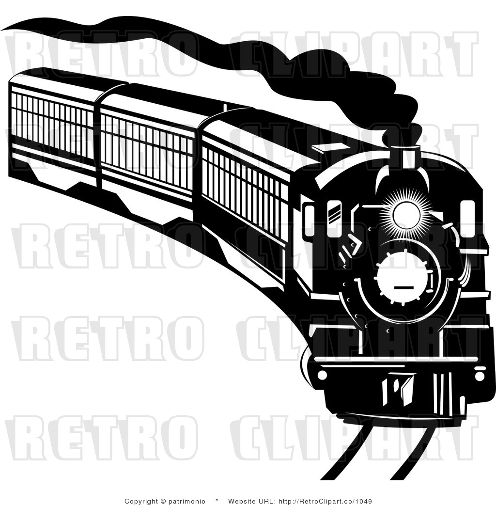 Royalty Free Retro Black And  - Train Clipart Black And White