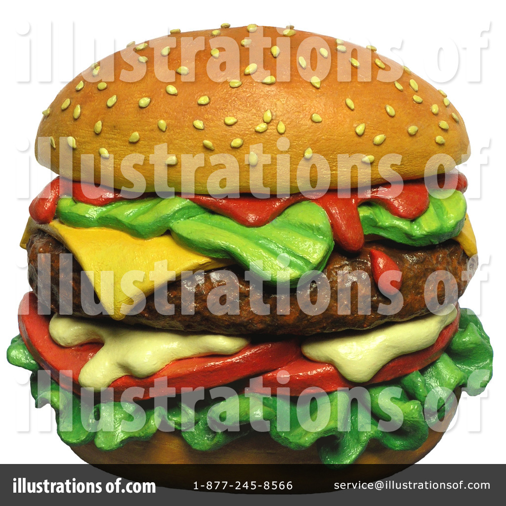 Royalty-Free (RF) Cheeseburger Clipart Illustration #12128 by Amy Vangsgard