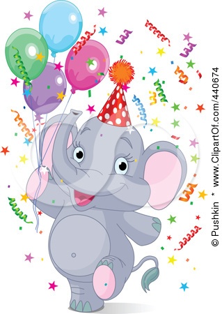 Royalty-Free (RF) Clip Art Illustration of a Birthday Party Elephant With Confetti u0026middot; Www Clipartof ComRf ...