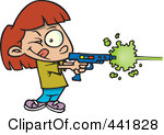 Royalty Free RF Clip Art Illustration Of A Cartoon Girl Playing Laser Tag