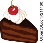 Royalty Free RF Clipart Illustration Of A Cherry And Whipped Cream On Top Of Chocolate Cake