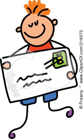 Royalty-Free (RF) Clipart Illustration of a Childs Sketch Of A Boy Holding