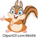 Royalty Free RF Clipart Illustration Of A Cute Squirrel Or Chipmunk Presenting With His Arms