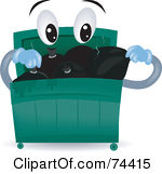 Royalty Free RF Clipart Illustration Of A Dumpster Character Loading Garbage Bags