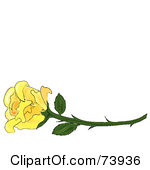 Royalty Free RF Clipart Illustration Of A Long Stemmed Yellow Rose