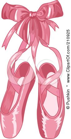 Royalty-Free (RF) Clipart Illustration of a Shiny Pink Satin Ballet Slippers With
