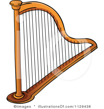 Musical harp line art free cl