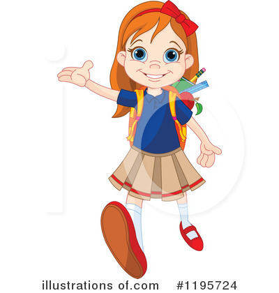 Royalty-Free (RF) School Girl Clipart Illustration #1195724 by Pushkin