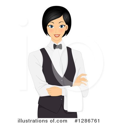 Black White Waitress Clipart 
