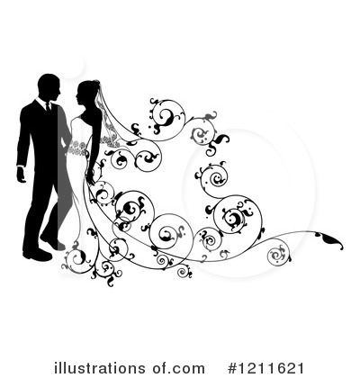 Royalty-Free (RF) Wedding Couple Clipart Illustration #1211621 by AtStockIllustration