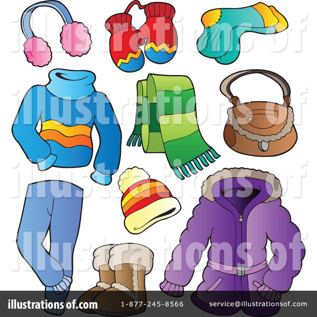 Royalty-Free (RF) Winter Clothes Clipart Illustration #1081660 by visekart