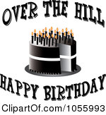 Royalty Free Vector Clip Art Illustration Of A Black Cake With Candles And Over The Hill