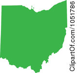 Royalty Free Vector Clip Art Illustration Of A Green Silhouetted Shape Of The State Of Ohio