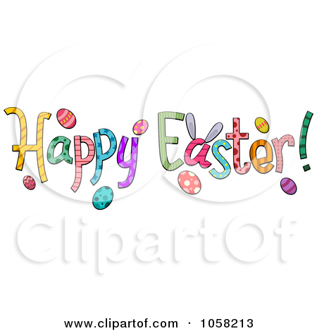 Royalty-Free Vector Clip Art Illustration of a Happy Easter Greeting With Bunny Ears And Eggs by BNP Design Studio