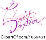 Royalty Free Vector Clip Art Illustration Of Sweet Sixteen Text With A Girls Face