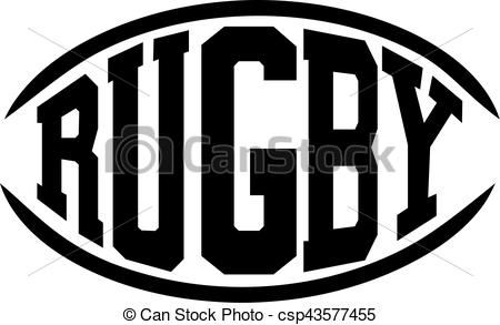 Rugby word in shape of a rugby ball - csp43577455