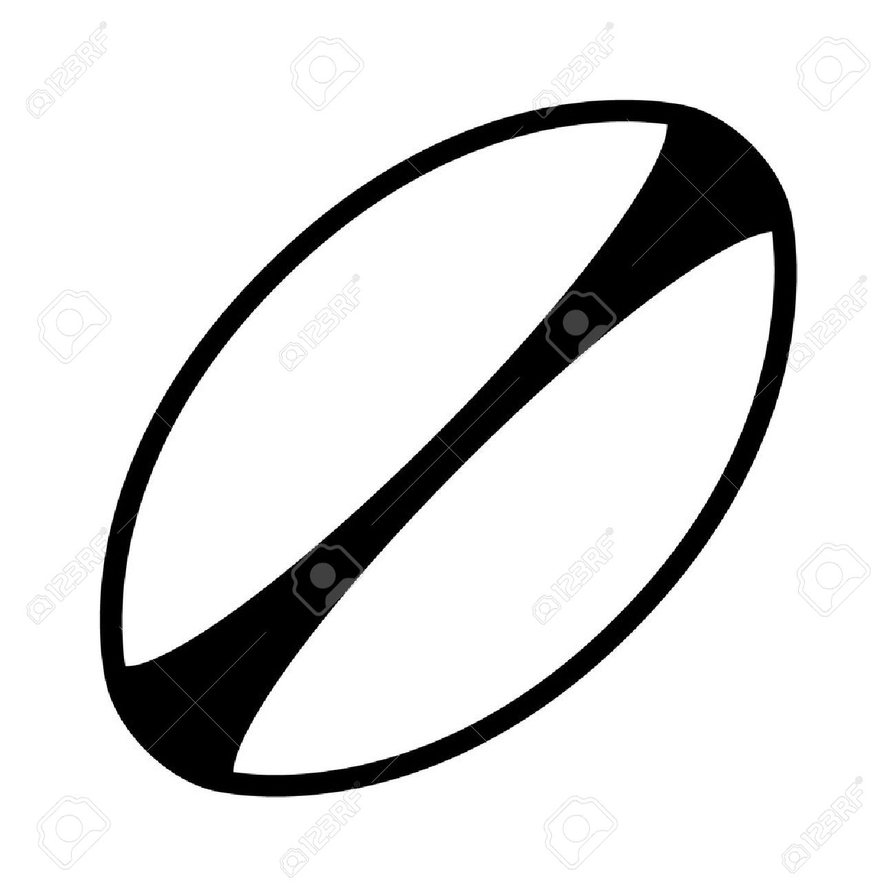 Vector - White rugby ball with stripes line art icon