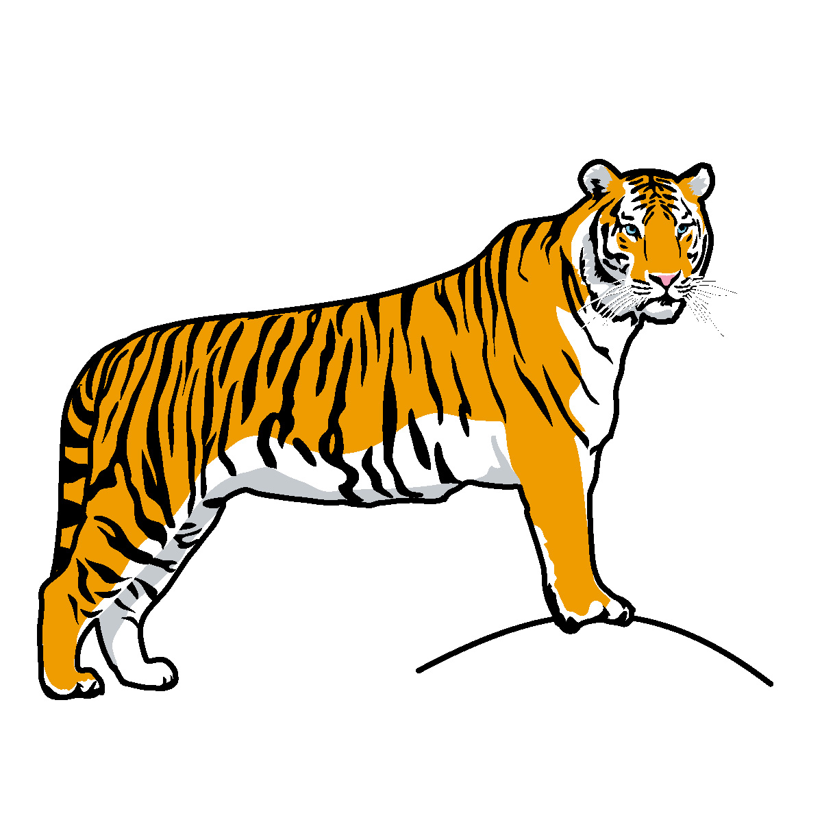 running tiger clipart black and white