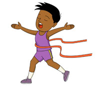 running across the finish lin - Track And Field Clip Art