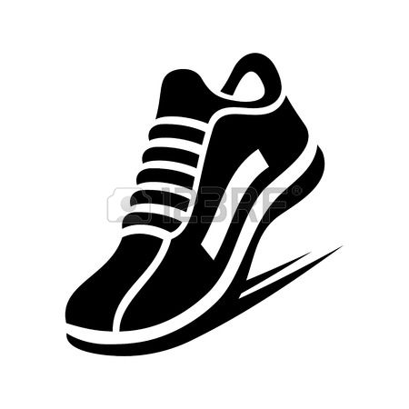 Running Shoe Icon on White Ba - Running Shoes Clipart