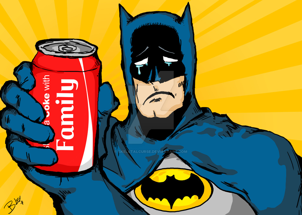 Batman shares a Coke with Fam - Sad Batman Clipart