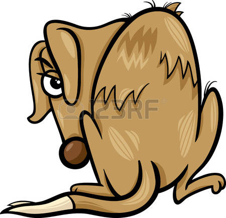 sad dog: Cartoon Illustration of Poor Homeless Dog