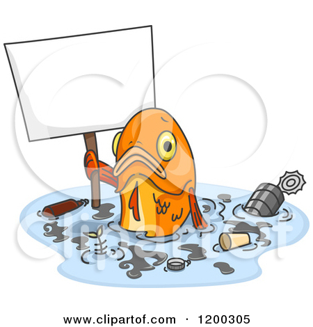 Sad Fish Holding A Sign In Po - Water Pollution Clipart