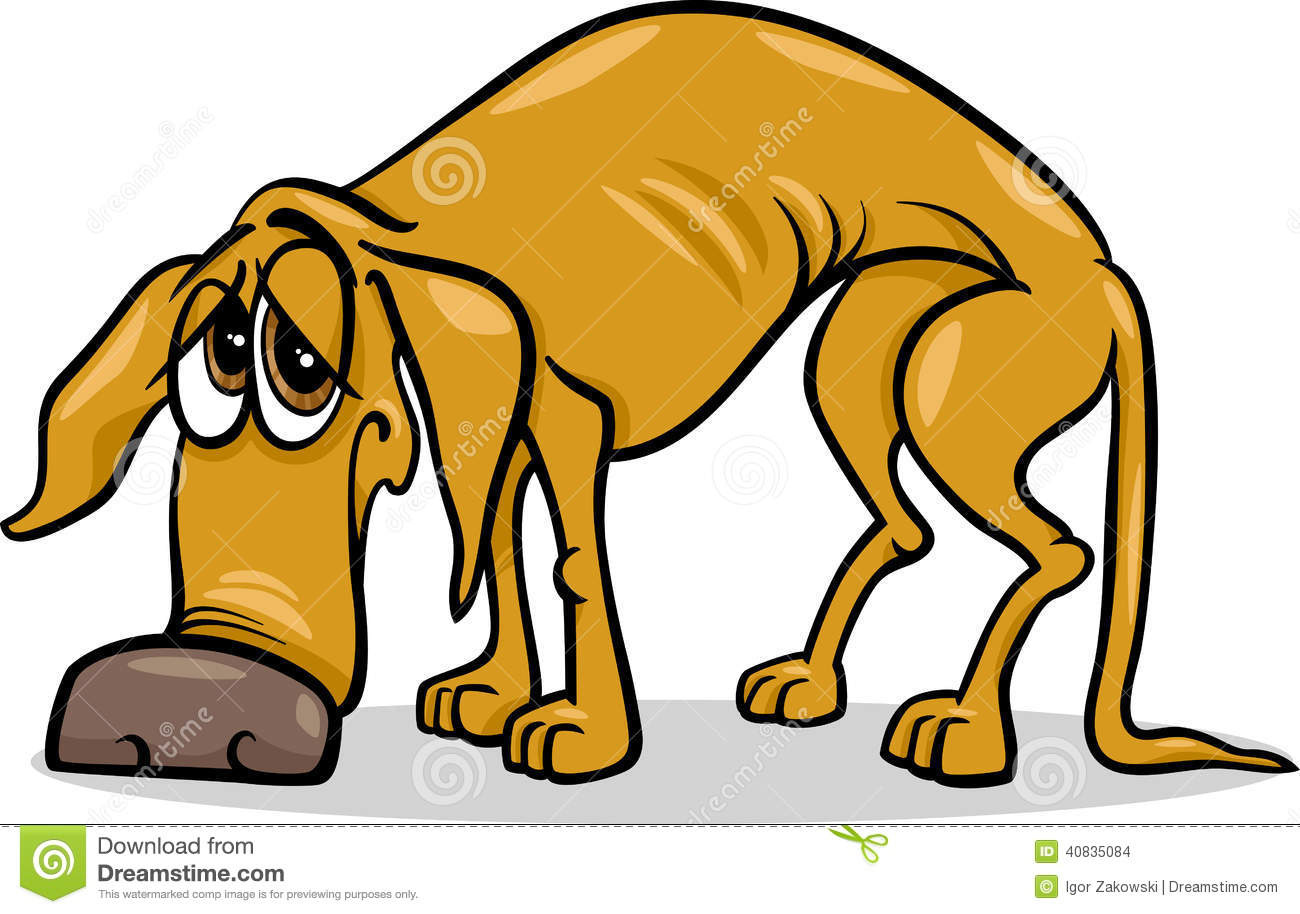 Sad homeless dog cartoon . - Sad Dog Clipart
