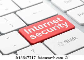 Safety concept: computer keyboard with word Internet Security, selected focus on enter button background, 3d render