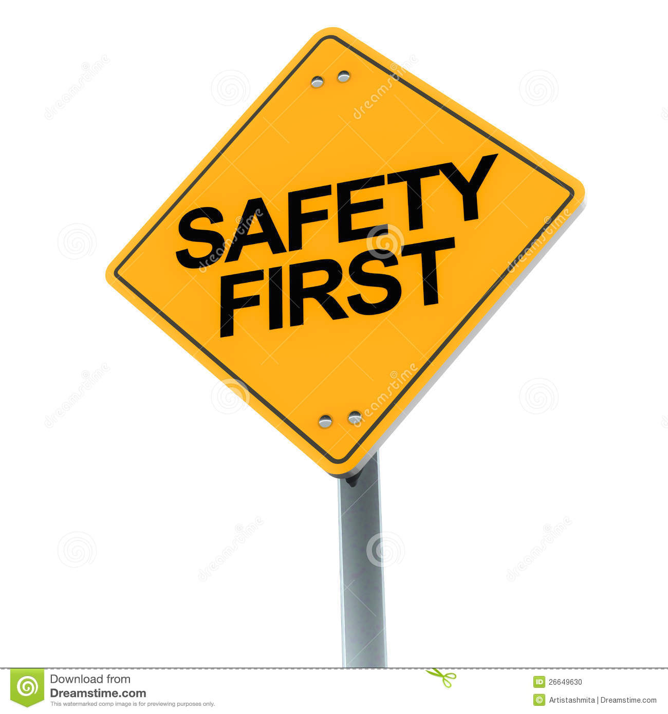Safety First Road Sign On Cle - Clip Art Safety