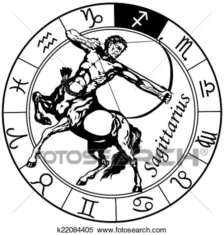 Clipart - sagittarius zodiac black white. Fotosearch - Search Clip Art,  Illustration Murals,