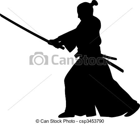 A samurai in silhouette. Samu