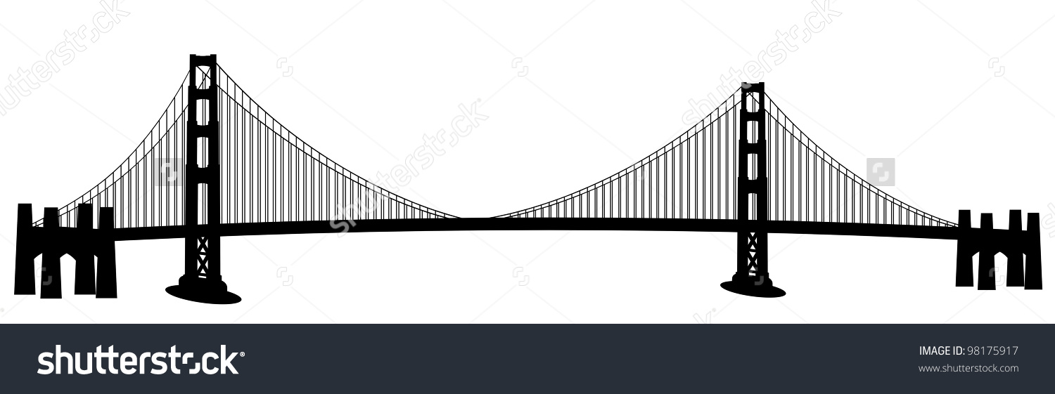 San Francisco Golden Gate Bridge Black and White Clip Art