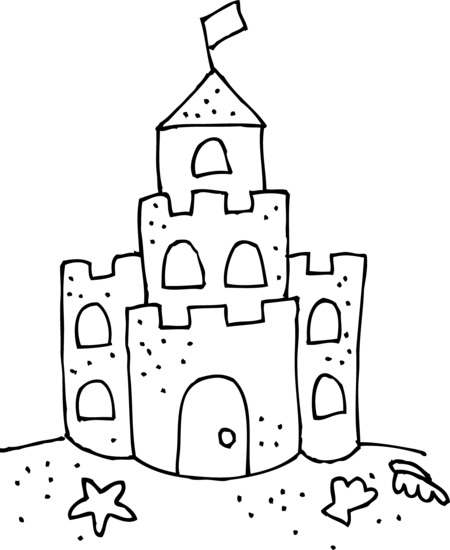 Sandcastle Clipart Black And 