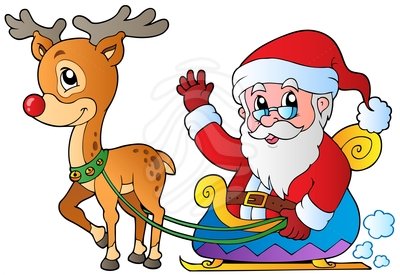 Santa Claus And Reindeer Clip - Clipart Santa Claus
