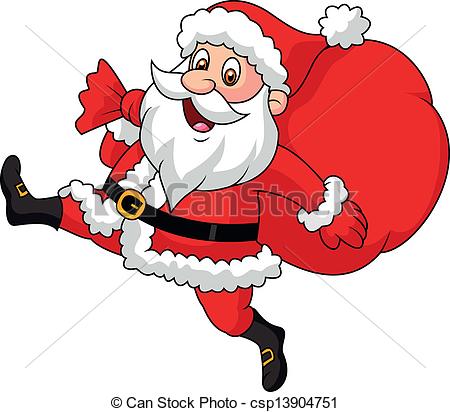 Santa Claus running with the bag of - csp13904751
