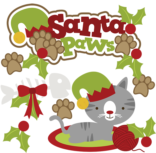 Santa Paws SVG cat clipart ca - Christmas Cat Clipart