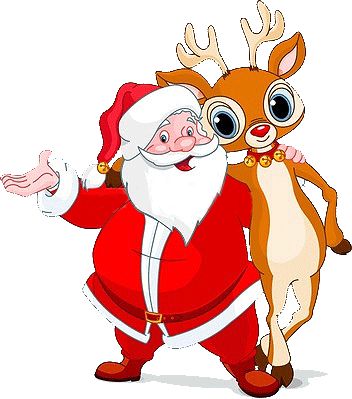 santa reindeer pictures free  - Santa And Reindeer Clip Art
