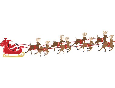 Santa Sleigh And Reindeer . - Santa And Sleigh Clipart