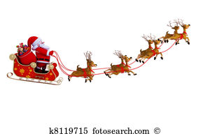 santa with sleigh - Santa And Sleigh Clipart