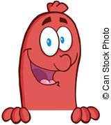... Sausage Character Over A  - Sausage Clip Art