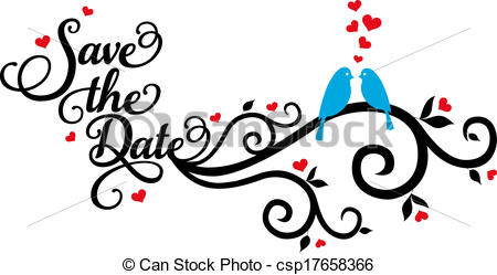 Save The Date Wedding Birds - Save The Date Clip Art