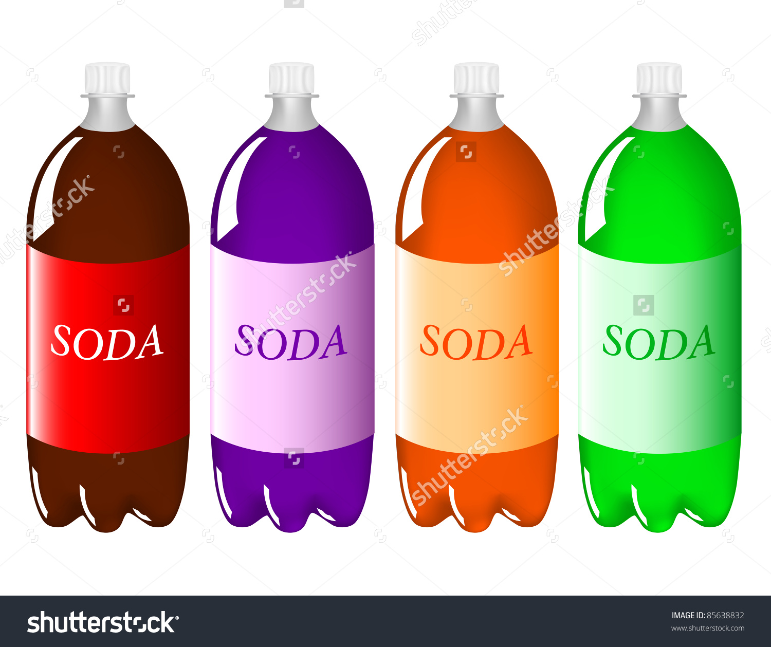 Close Up On Three Soda Bottle