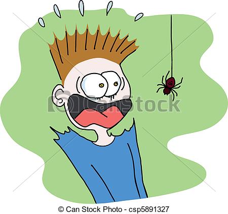 ... scary spider - boy scared - Scared Clip Art
