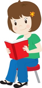 little girl reading clipart