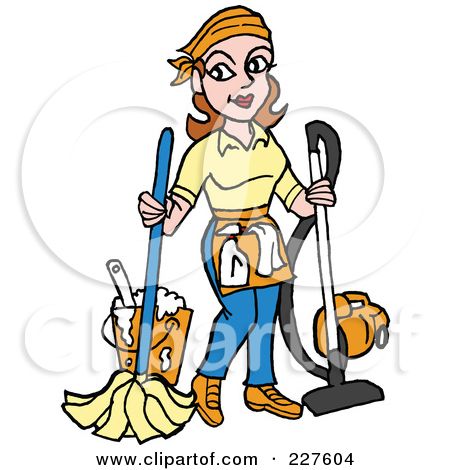 School Janitor Clip Art | Royalty-Free (RF) Clipart Illustration of a Housekeeper