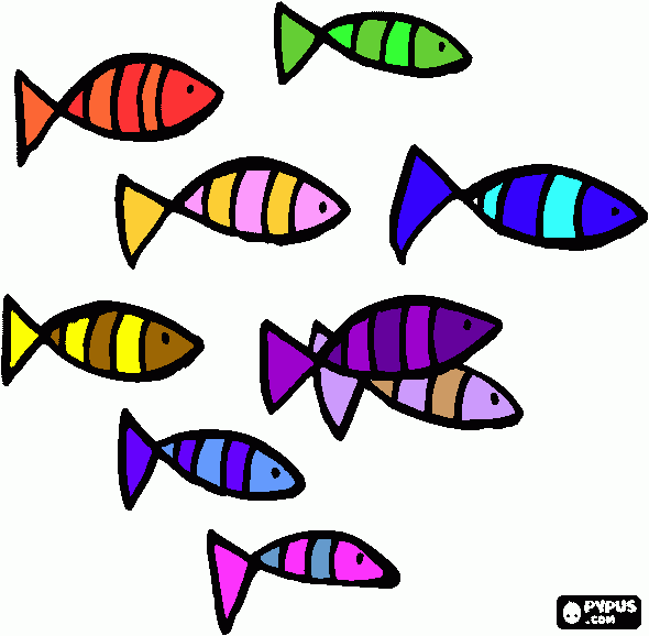 School Of Fish Coloring Page Free